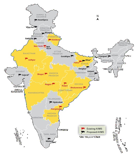 AIIMS Locations Map